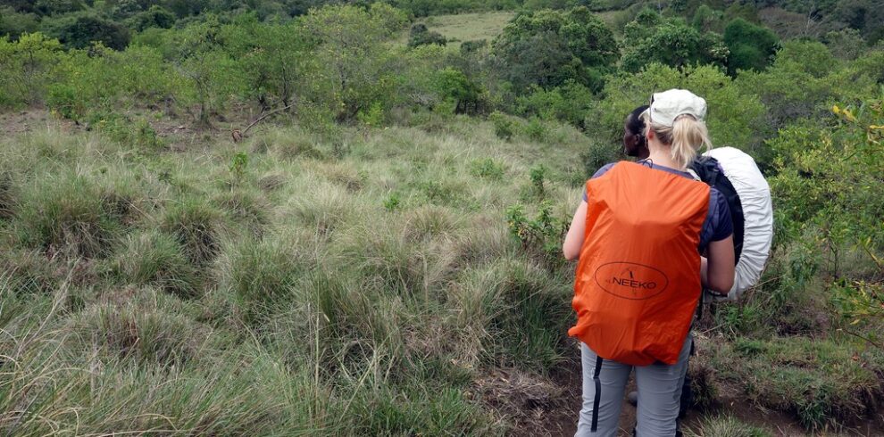 Looking out over Arusha National Park from the foothills of Mount Meru