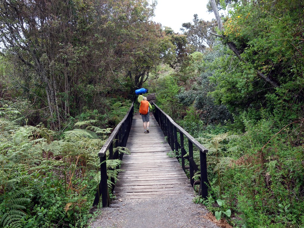 Crossing a footbridge on the Rongai Route